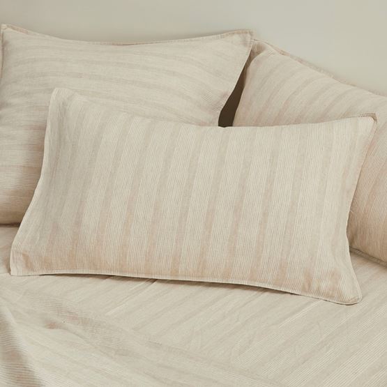 Vintage Washed Linen Fine White & Linen Stripe Pillowcases