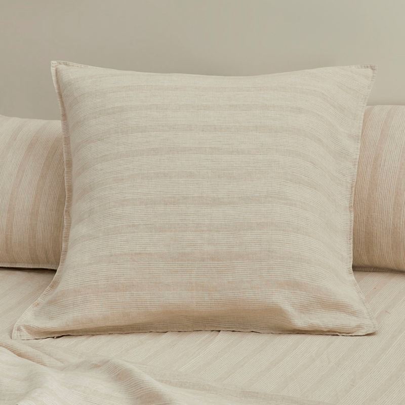 Vintage Washed Linen Fine White & Linen Stripe Quilt Cover + Separates