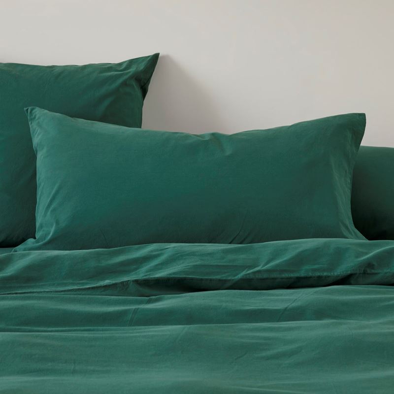 Stonewashed Cotton Evergreen Pillowcases