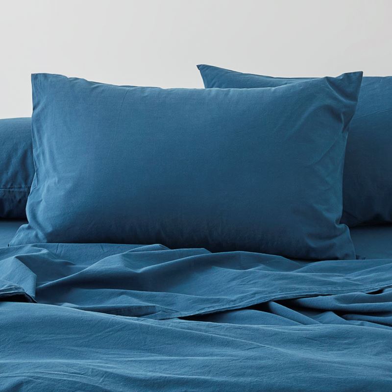 Stonewashed Cotton Petrol Blue Quilt Cover Separates