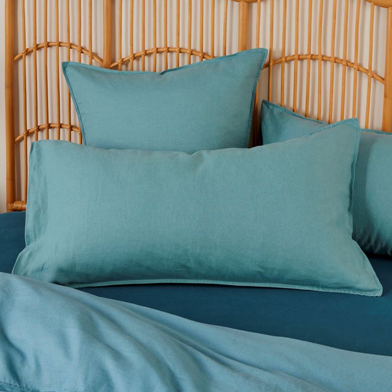 Vintage Washed Linen Reef Blue Pillowcases