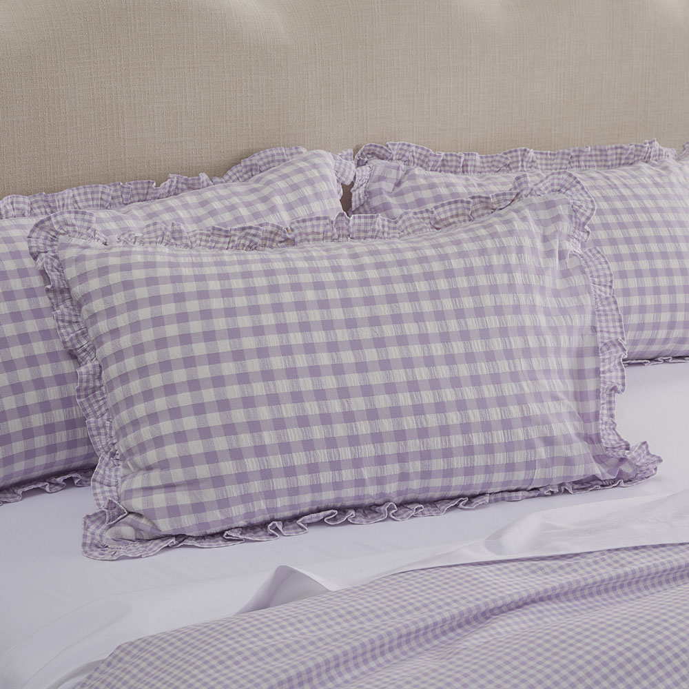 Ruffle Lilac Gingham Quilt Cover Set + Separates Adairs