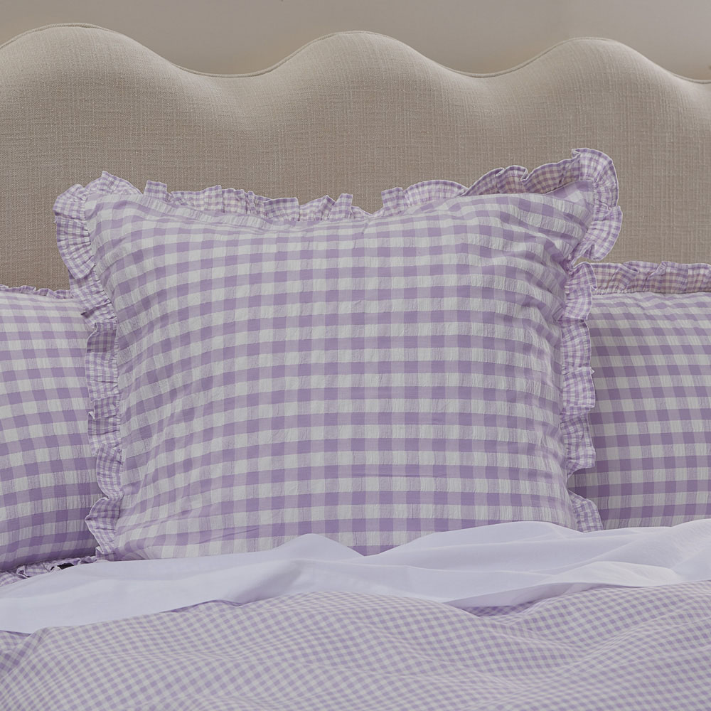 Ruffle Lilac Gingham Pillowcases Adairs