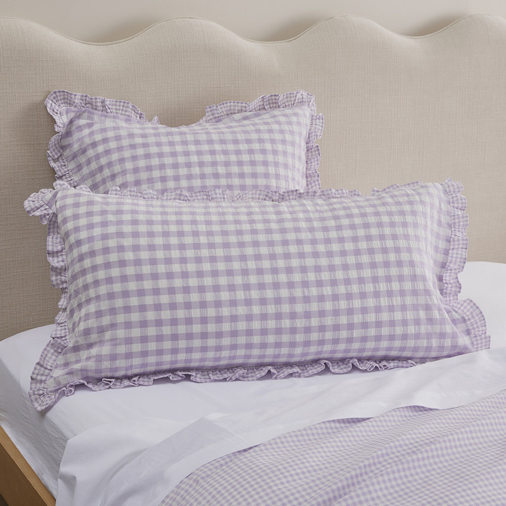Ruffle Lilac Gingham Pillowcases Adairs