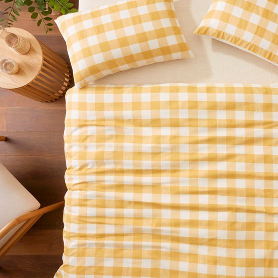 Casey Mustard Check Quilt Cover Set