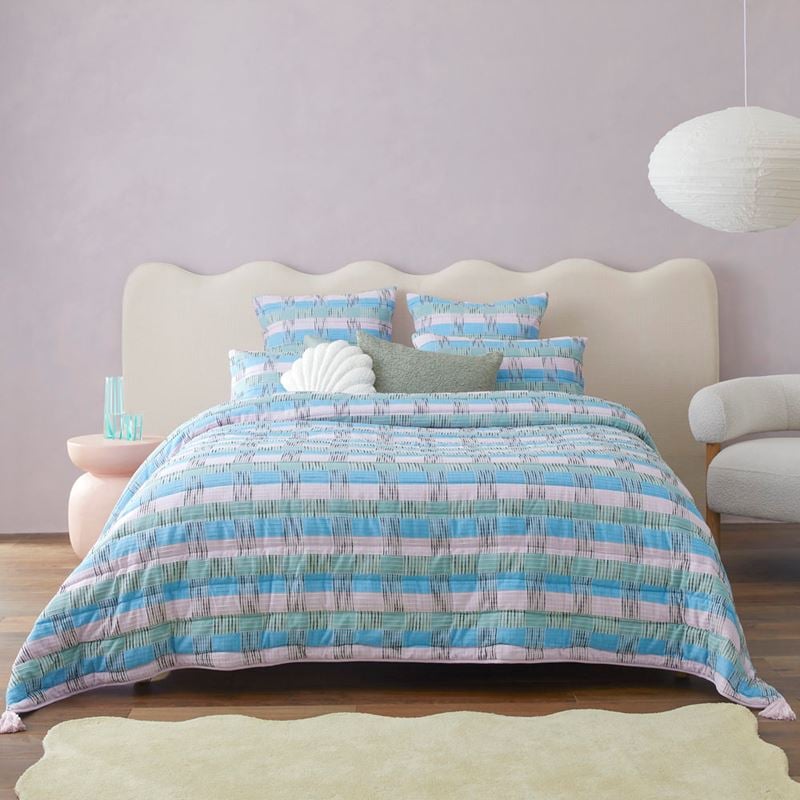 Indie Lilac Check Quilted Pillowcases