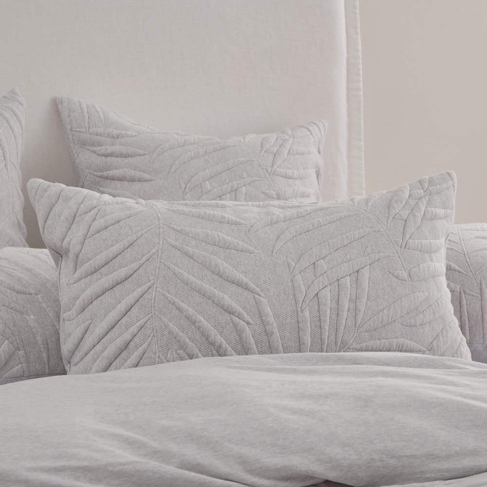 Airlie Palm Cloud Grey Jersey Quilted Pillowcases Adairs