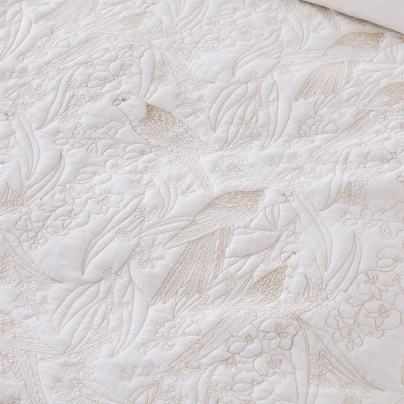 Lorikeet Natural Quilted Quilt Cover Separates