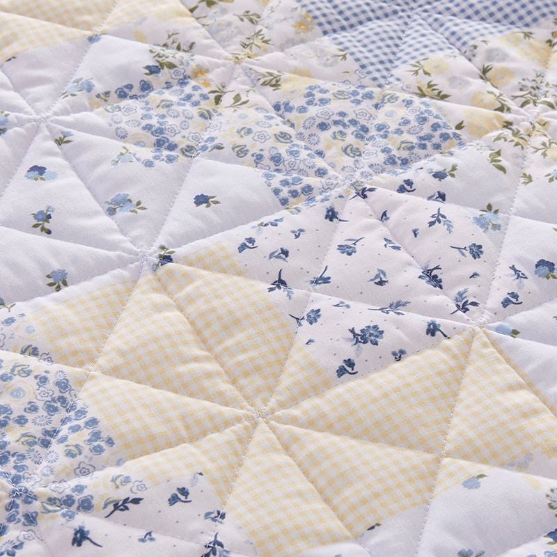 Esther Blue Quilted Quilt Cover Set