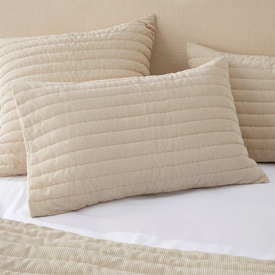 Kendall Natural Corduroy Quilted Pillowcases