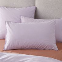 Stonewashed Cotton Printed Lilac Stripe Pillowcases