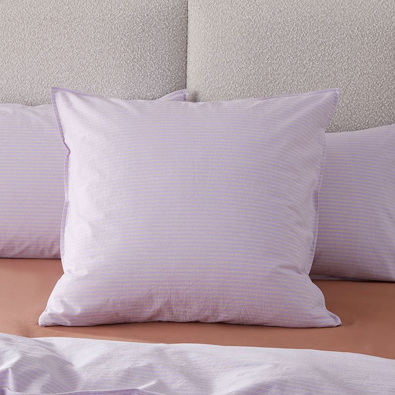 Stonewashed Cotton Printed Lilac Stripe Pillowcases
