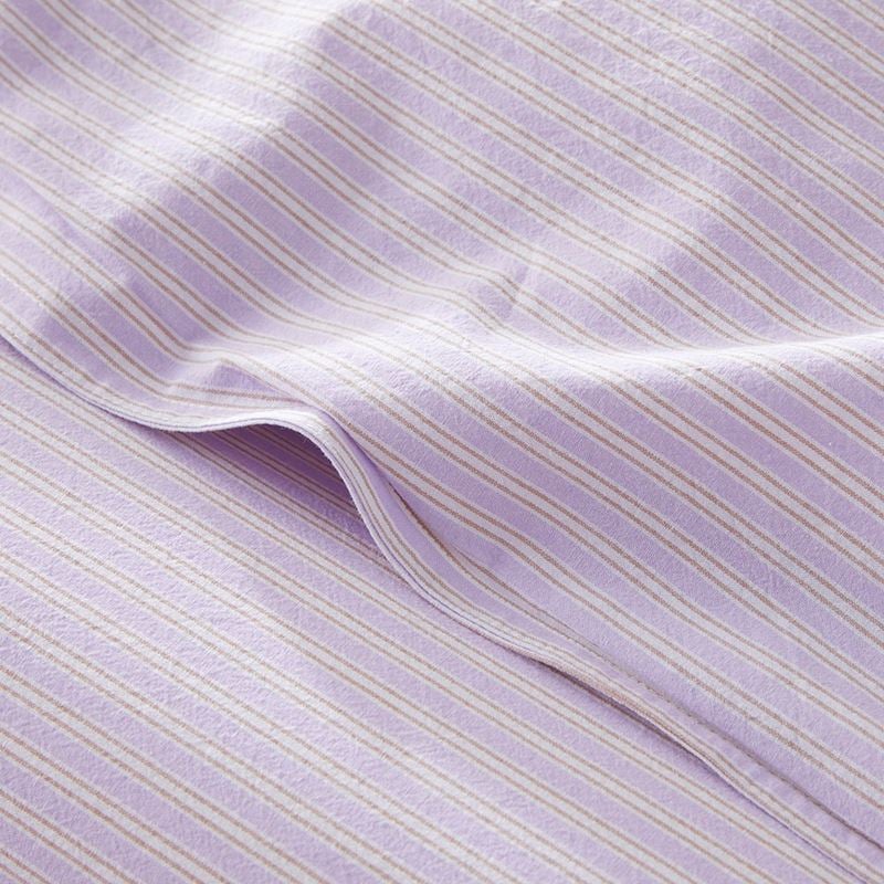 Stonewashed Cotton Printed Lilac Stripe Quilt Cover Separates