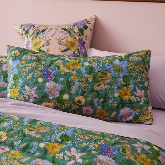 Sephora Floral Garden Green Quilted Pillowcases