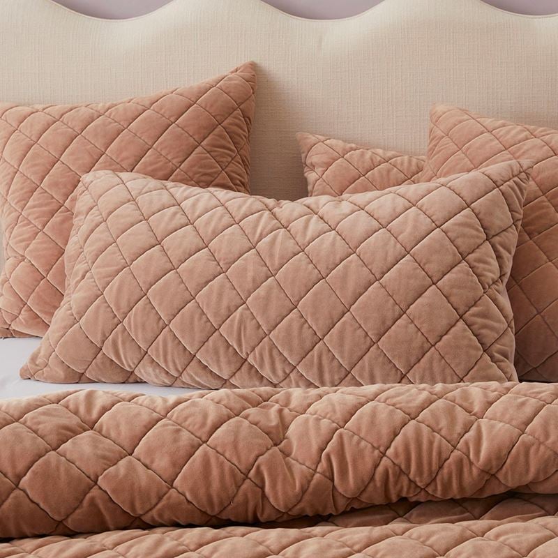Sawyer Velvet Hazelnut Quilted Pillowcases