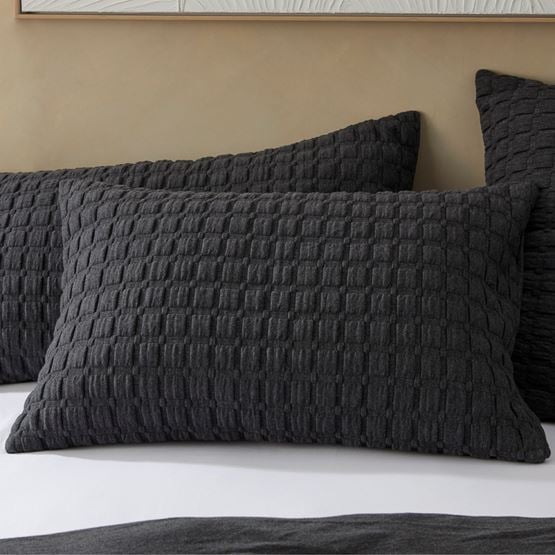 Austin Black Marle Jersey Quilted Pillowcases