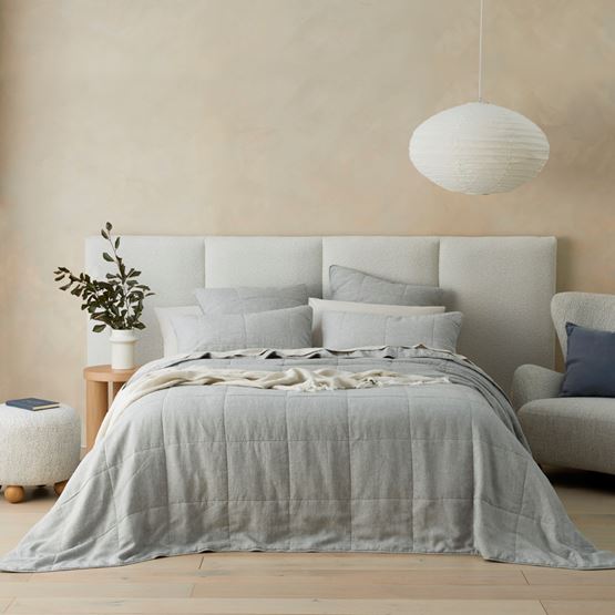Vintage Washed Linen Grey Marle Bedspread + Separates