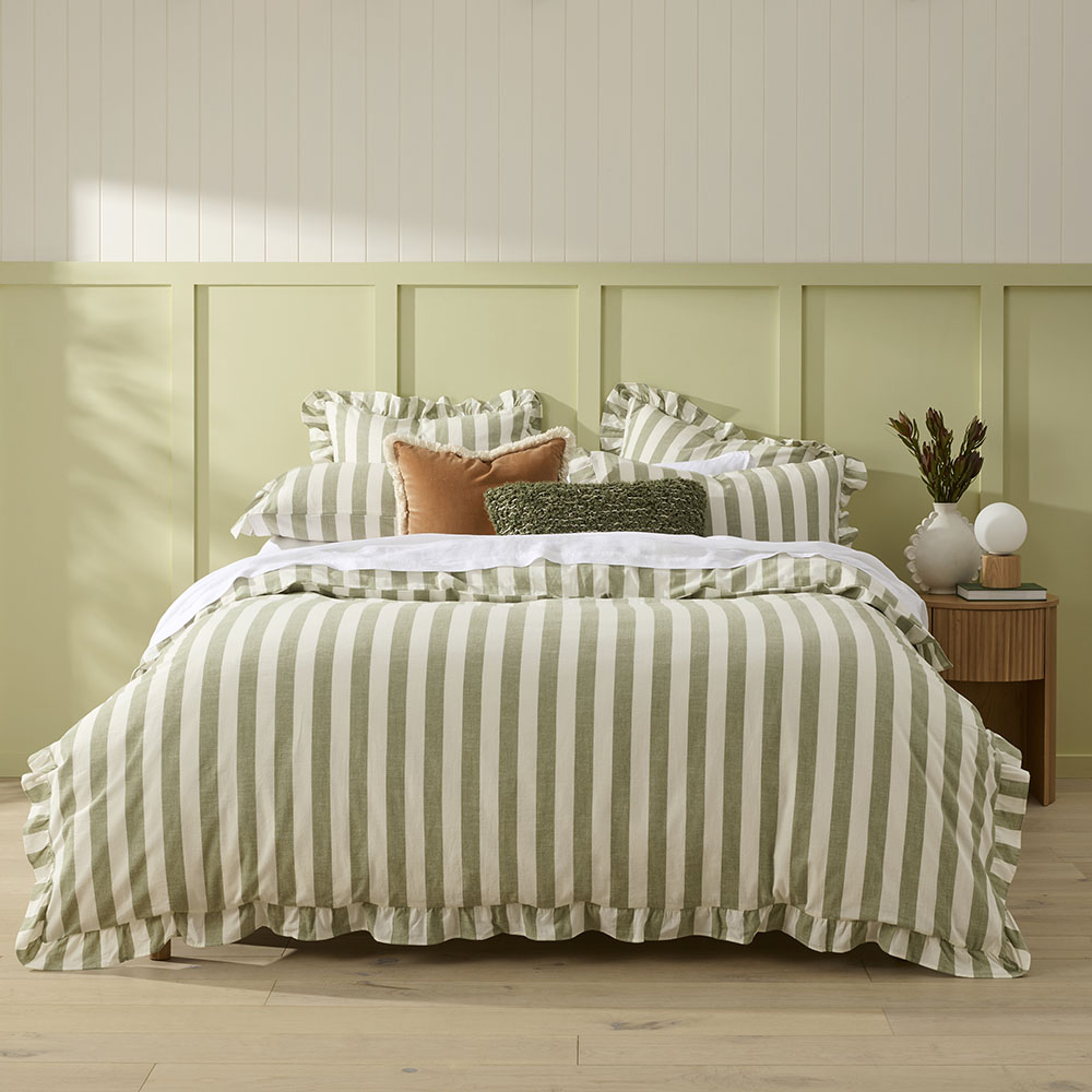 Willow Ruffle Olive Quilt Cover Set + Separates Adairs