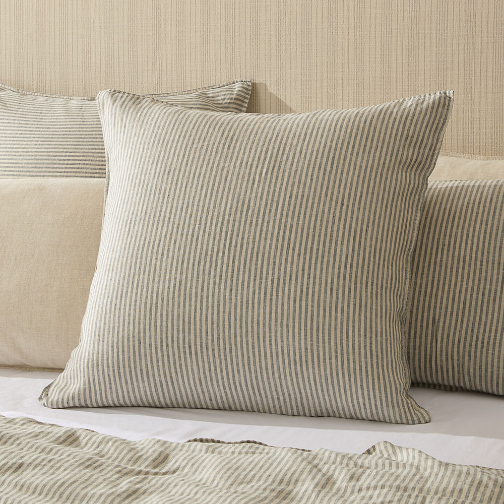 Vintage Washed Linen Cypress & Linen Stripe Pillowcases Adairs
