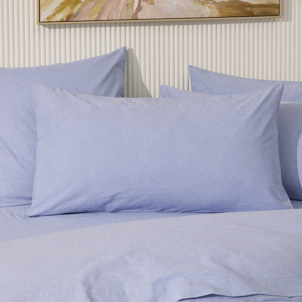 Stonewashed Cotton Chambray Blue Pillowcases Adairs