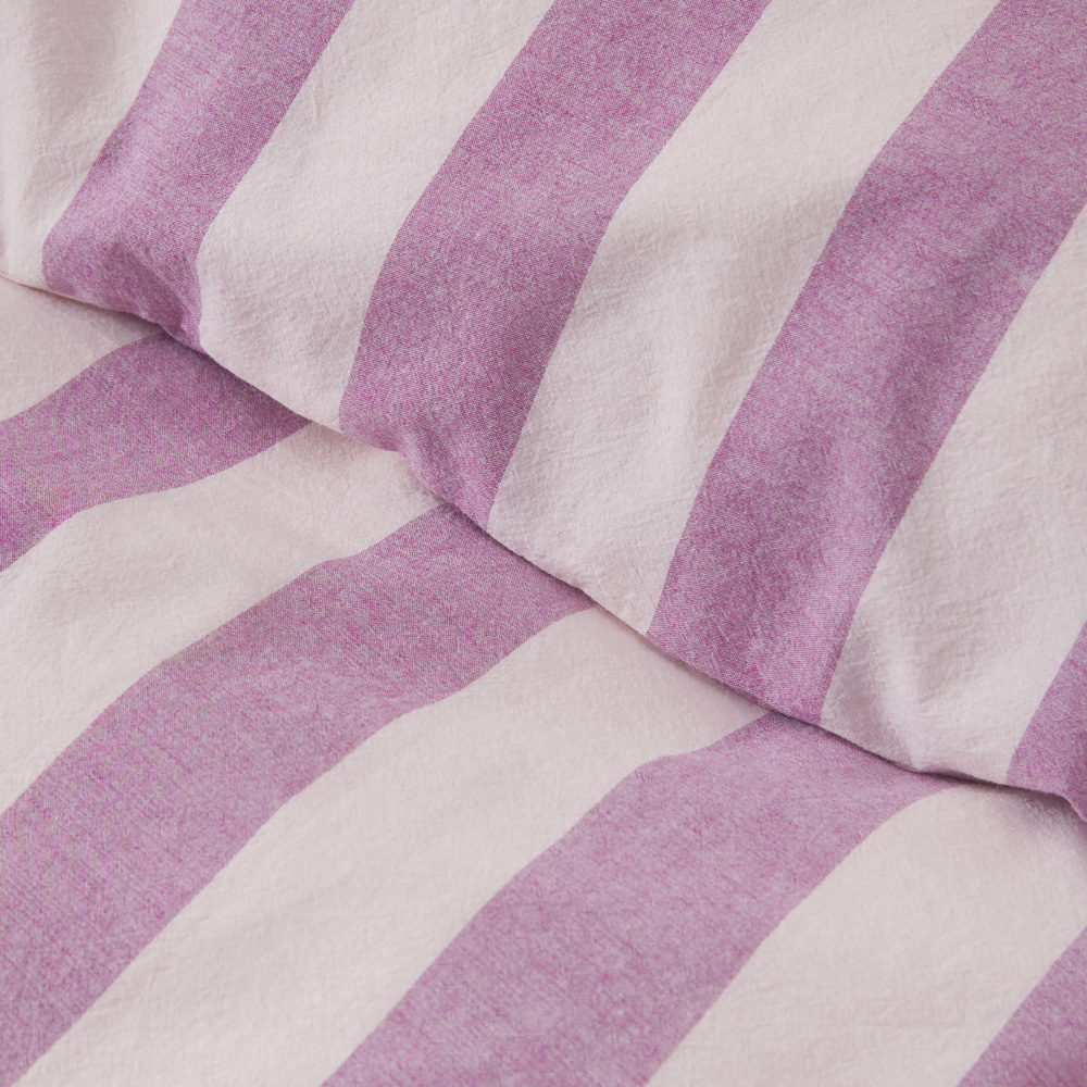Stonewashed Cotton Berry Block Stripe Quilt Cover Separates Adairs