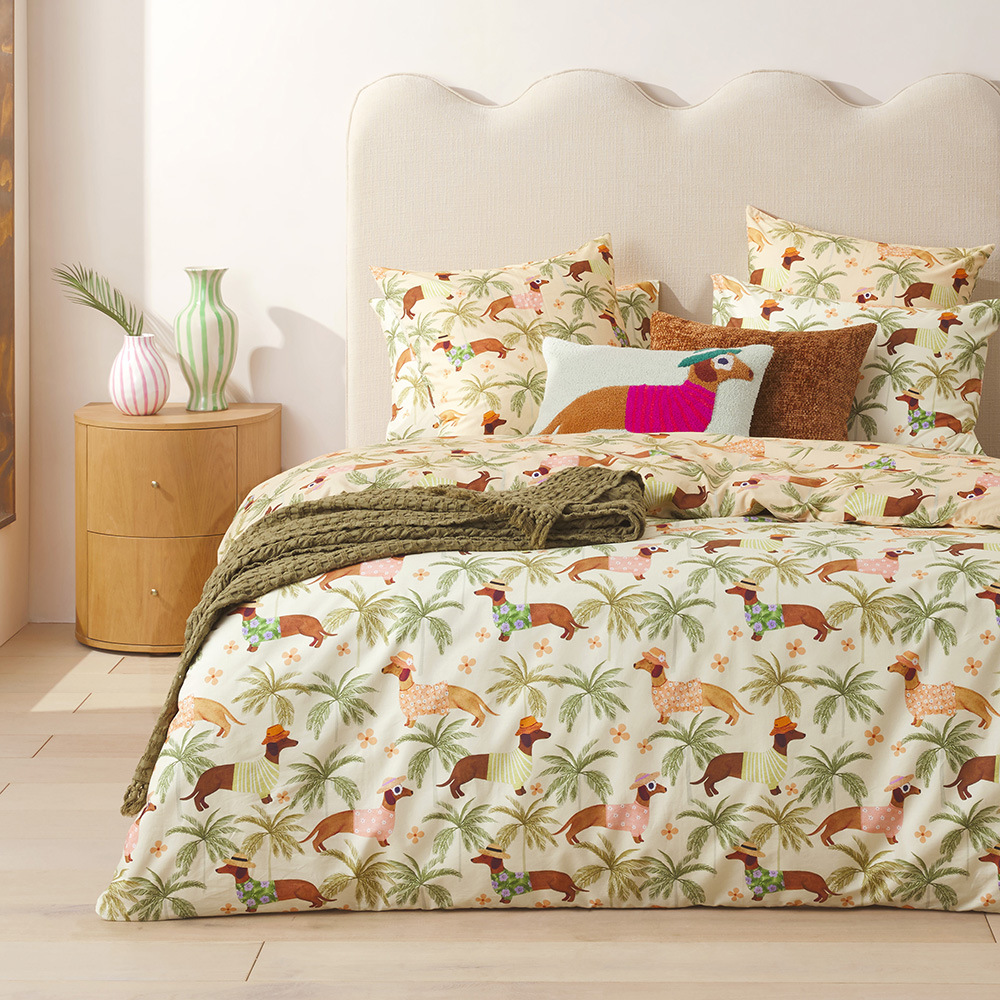 Sorbet Dachshund Lemon Quilt Cover Set + Separates | Adairs