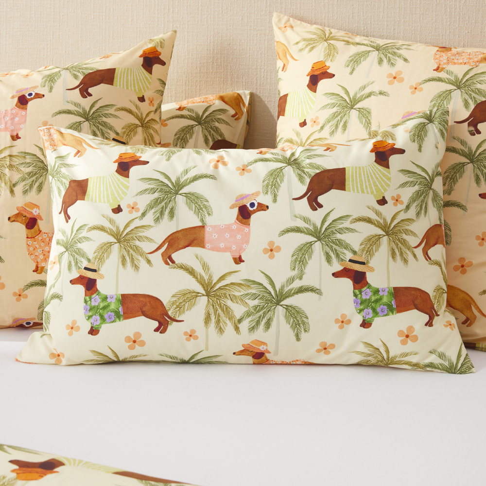 Sorbet Dachshund Lemon Quilt Cover Set + Separates | Adairs