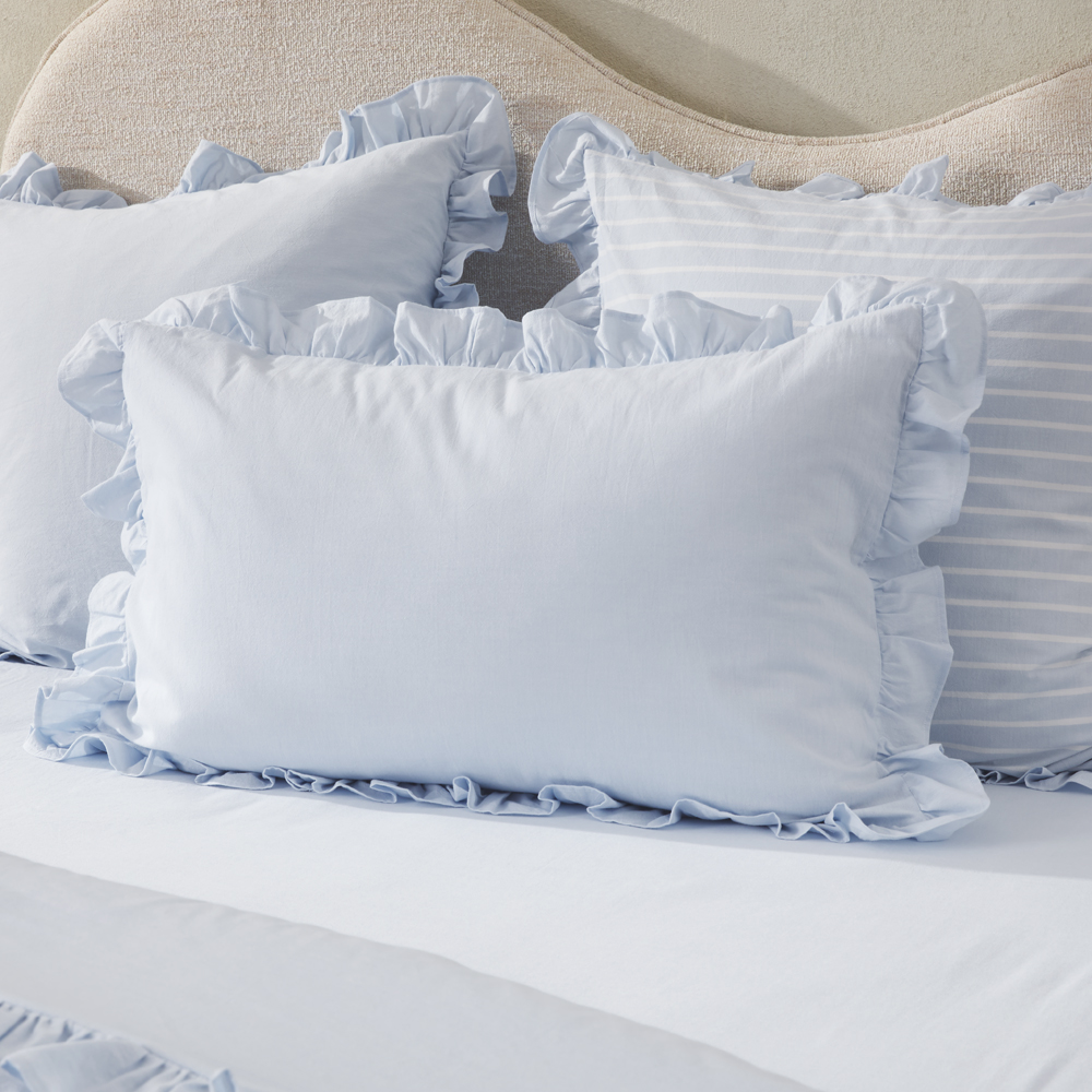 Ruffle Sky Blue Quilt Cover Set + Separates