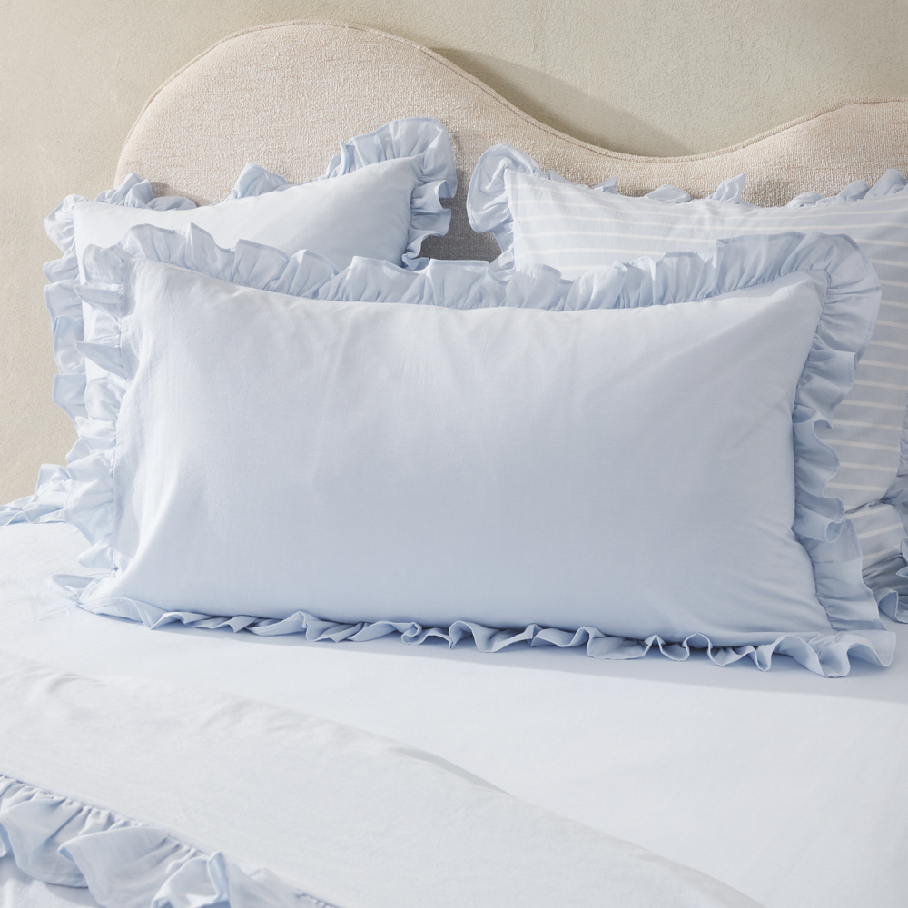 Ruffle Sky Blue Quilt Cover Set + Separates