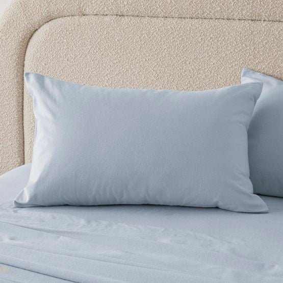 Flannelette Ice Blue Plain Dye Pillowcases
