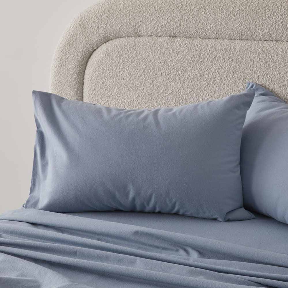 Flannelette Steel Blue Plain Dye Sheet Set Adairs