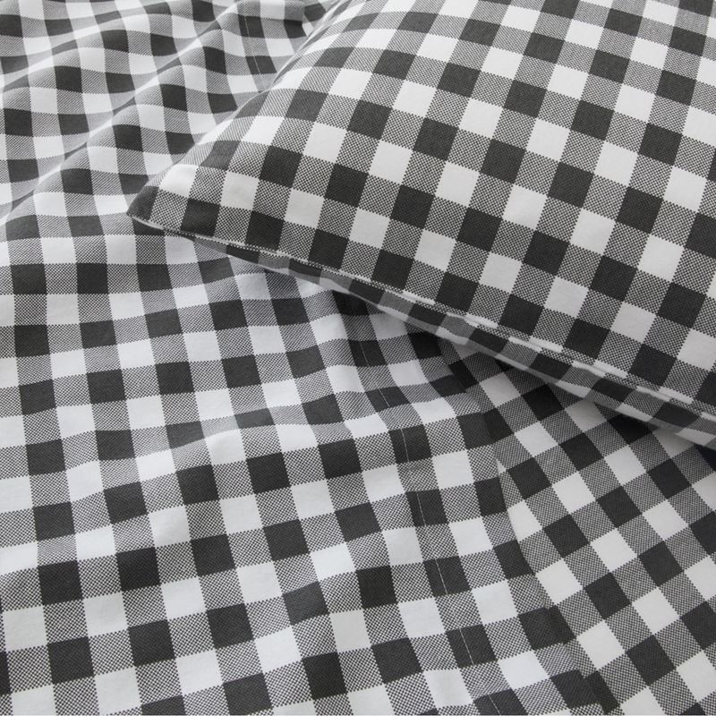 Flannelette Printed Charcoal Check Pillowcase