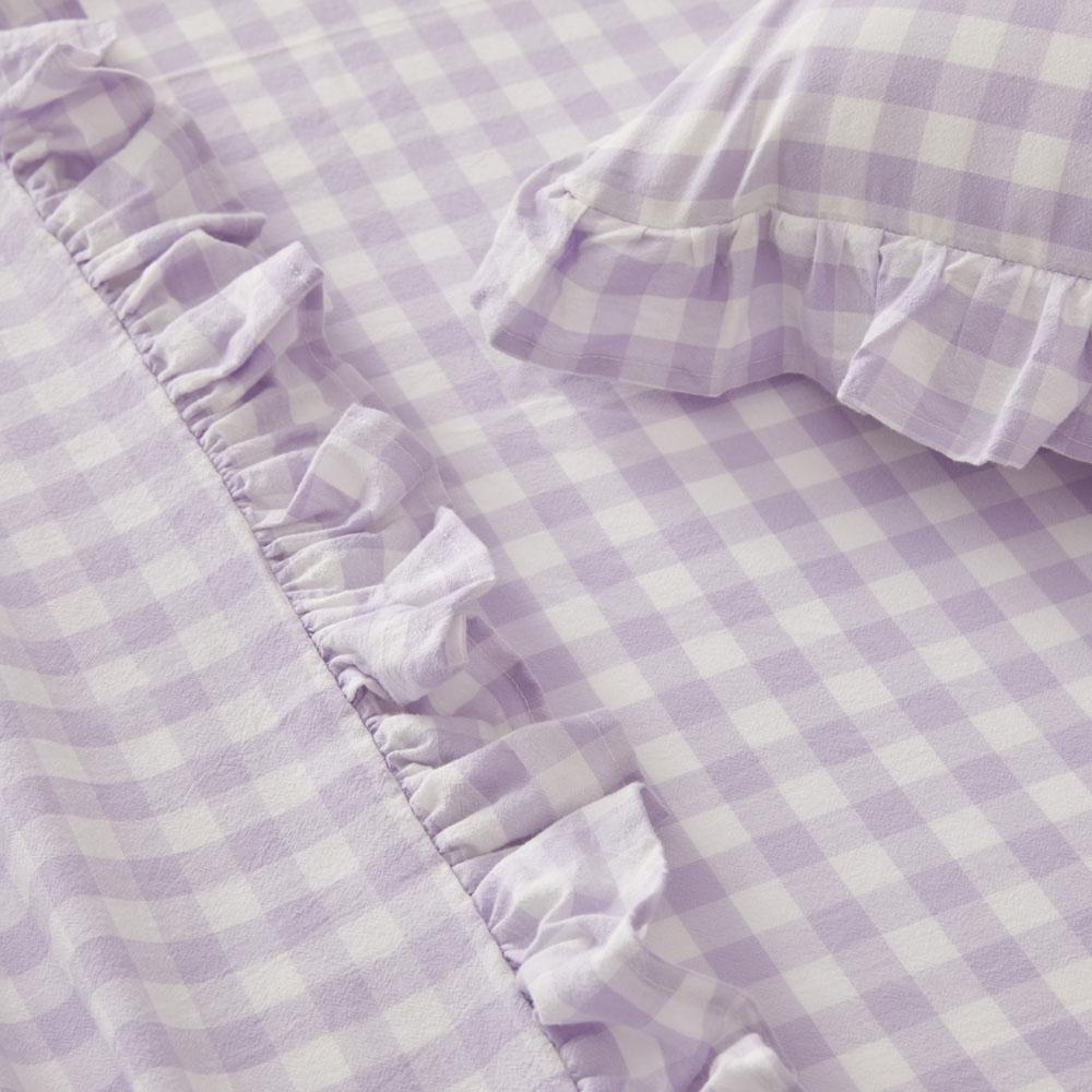 Ruffle Lilac Gingham Sheet Set | Adairs