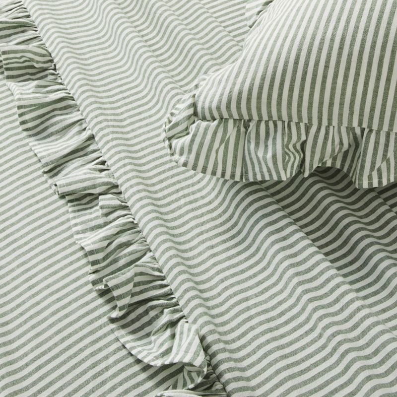 Ruffle Gumleaf Stripe Sheet Set