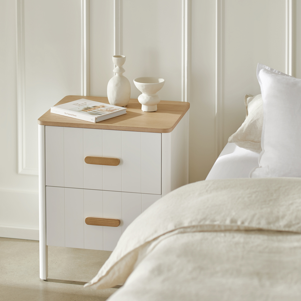 Harley White Bedside Table Adairs