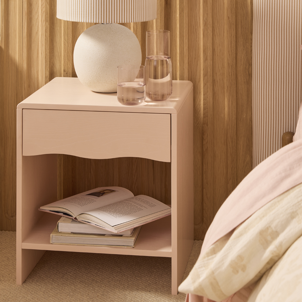 Bella Shell Pink Scallop Bedside Table | Adairs