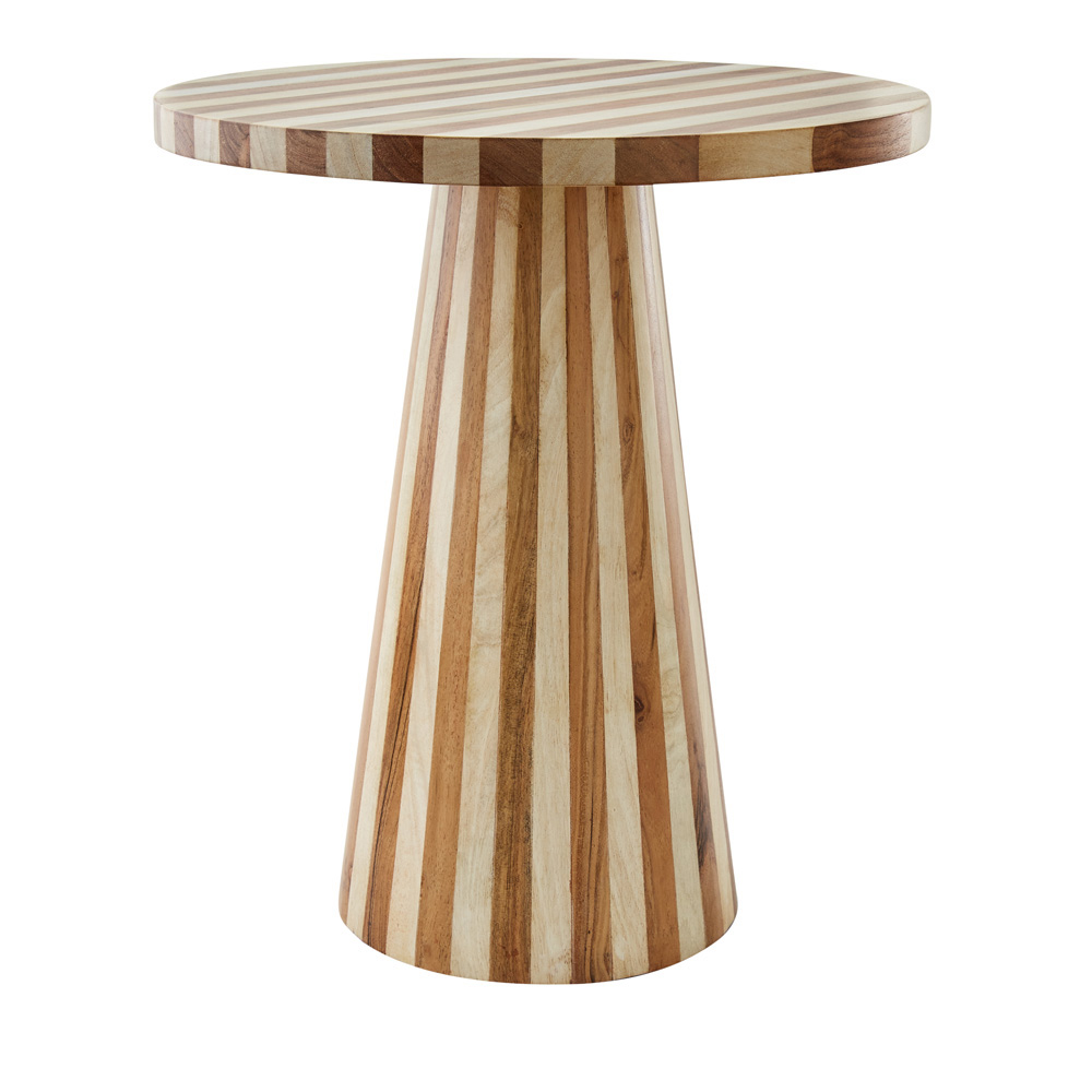 Enzo Natural & Walnut Stripe Side Table | Adairs