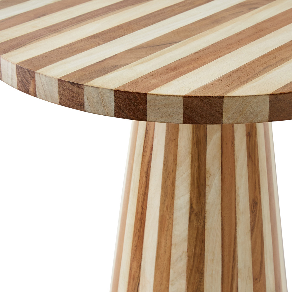Enzo Natural & Walnut Stripe Side Table | Adairs