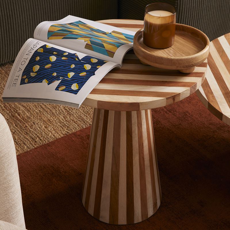 Enzo Natural & Walnut Stripe Side Table