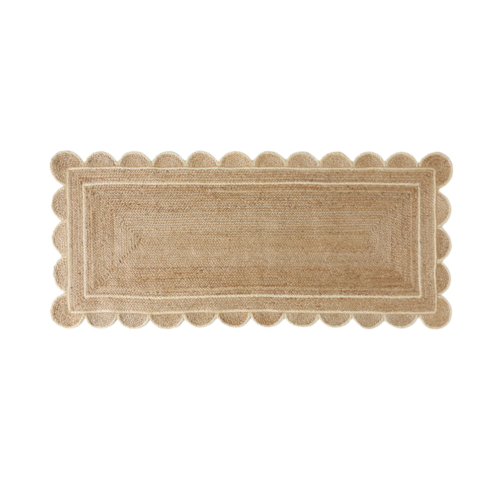 Jute & White Scalloped Indoor Rug Runner Adairs
