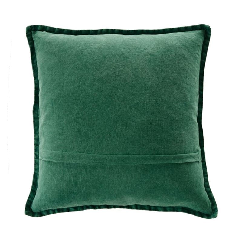 Belgian Antique Green Vintage Washed Linen Cushion