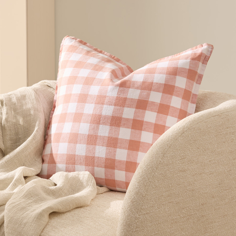 Exclusive Waist Cushion in Yellow Checkered Cotton Linen, 56*27*12 CM main image 1