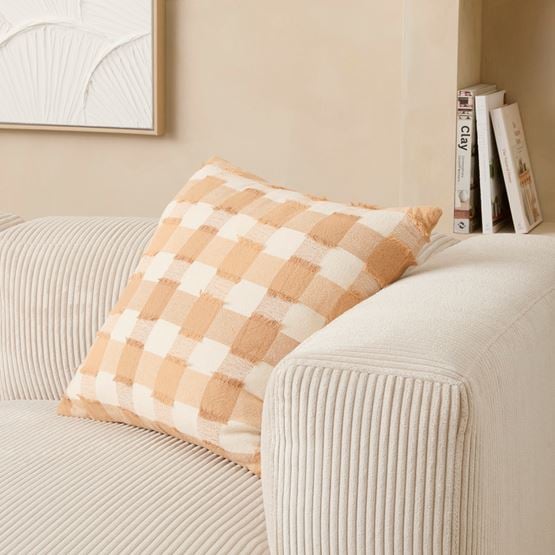 Brookhaven Caramel & Natural Check Cushion