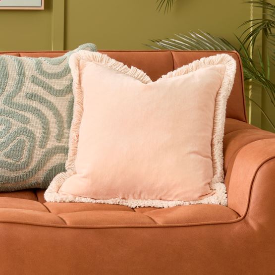 Mirri Peach Velvet Cushion