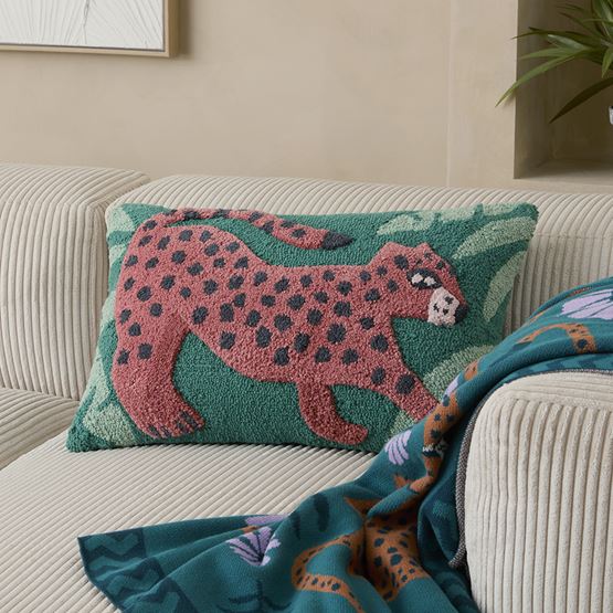 Cheetah Green Tufted Cushion