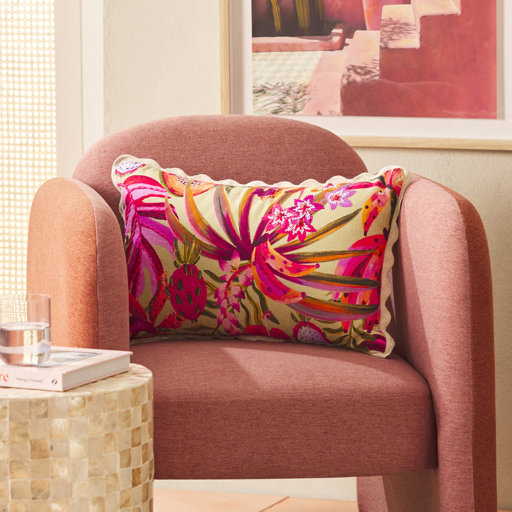 Fiesta Palm Green & Pink Cushion