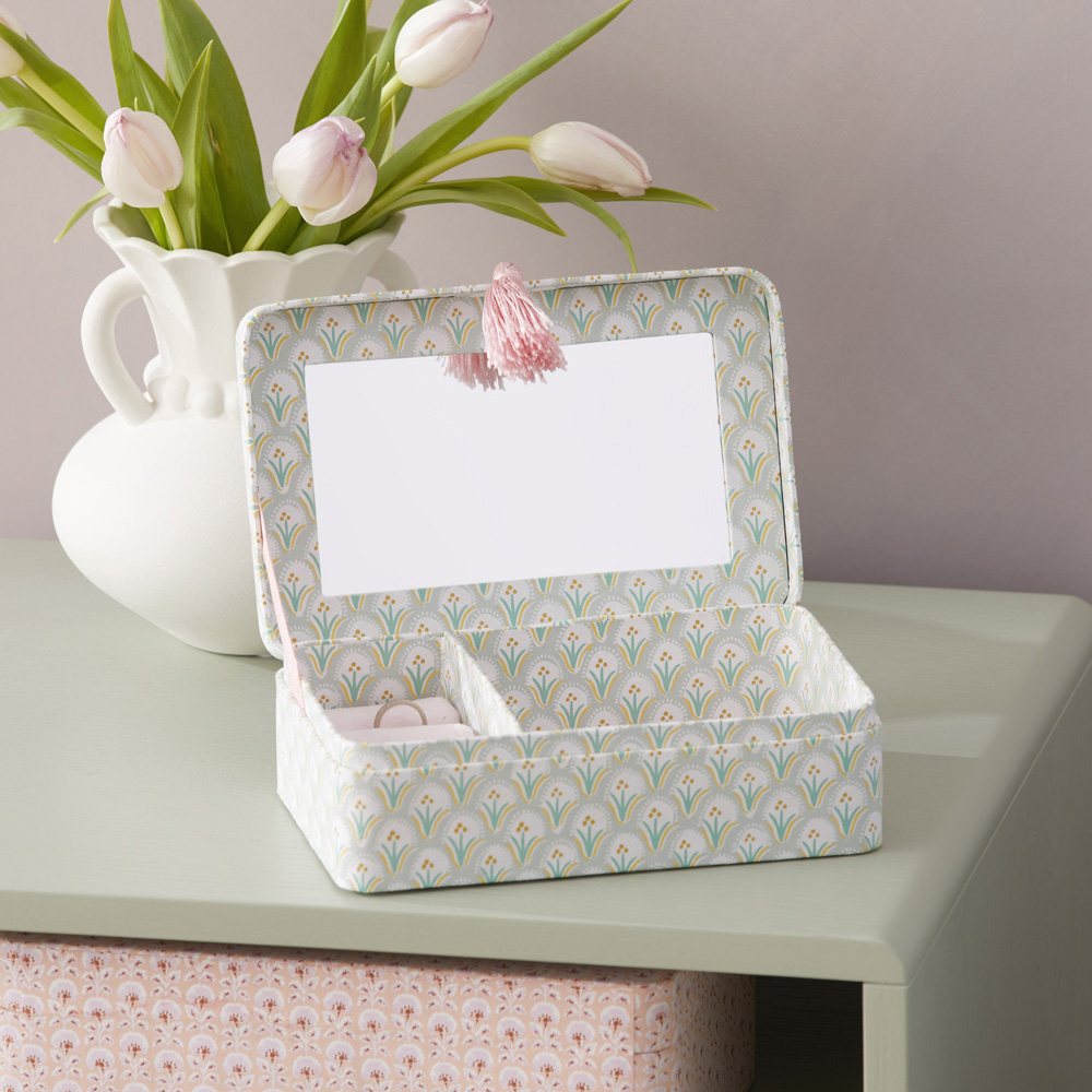 Woodblock Sage Floral Jewellery Box Adairs