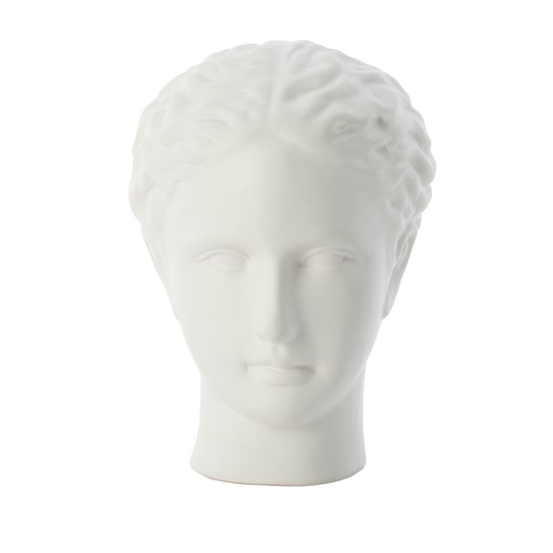 Lucia White Leather Head Sculpture