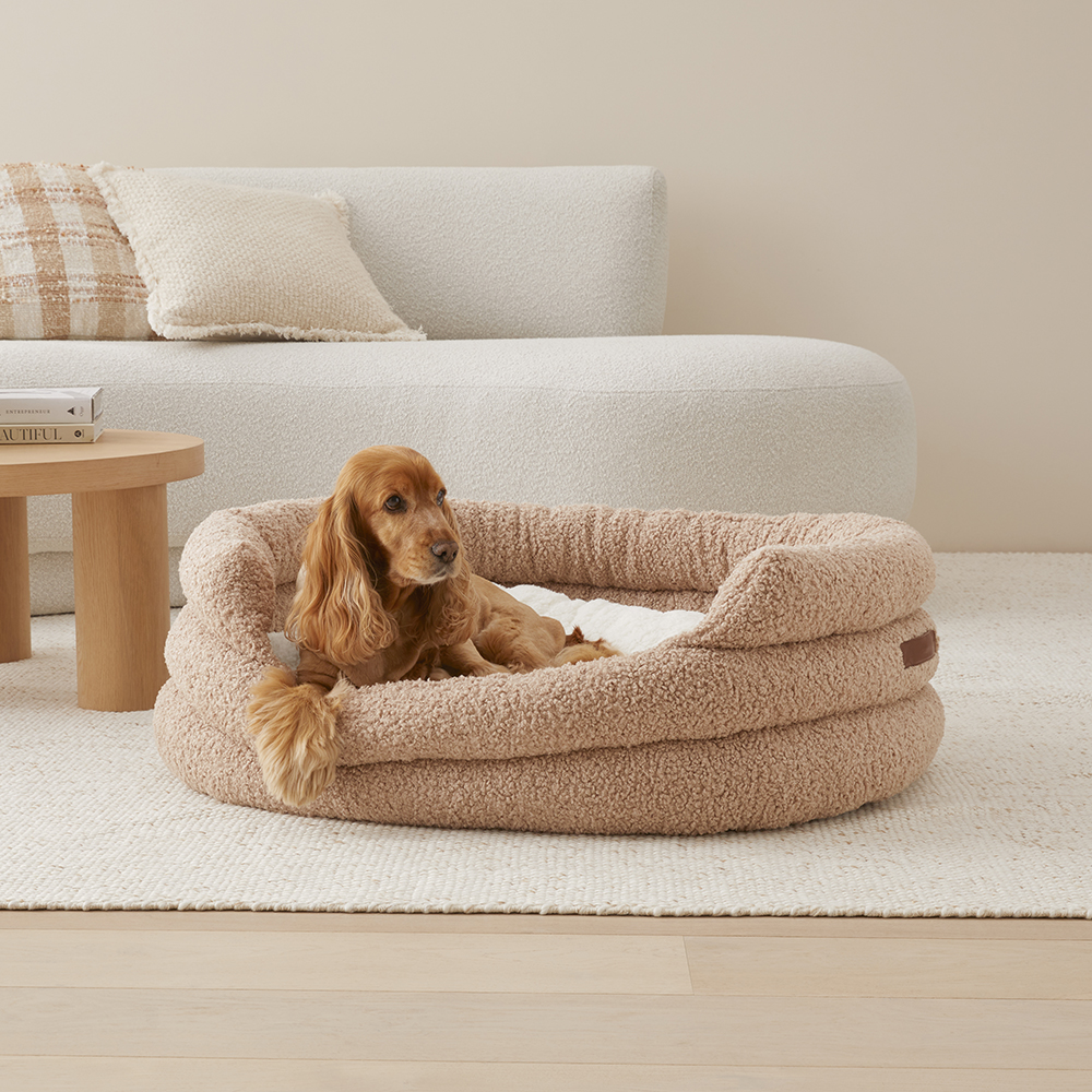 Beige dog bed outlet