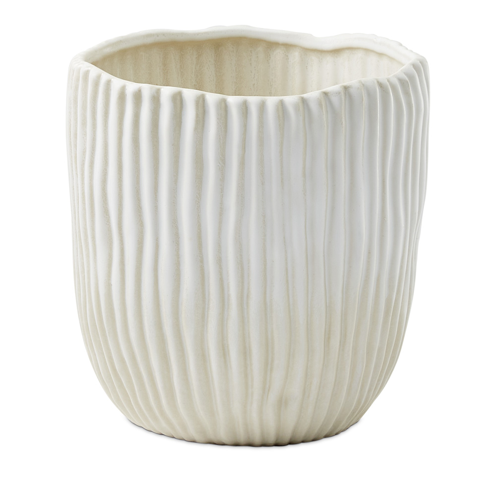 Round Ribbed Pot White Dusk Off White Rib Pot | Adairs